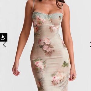 House of CB Floral Lace Trim Midi Dress